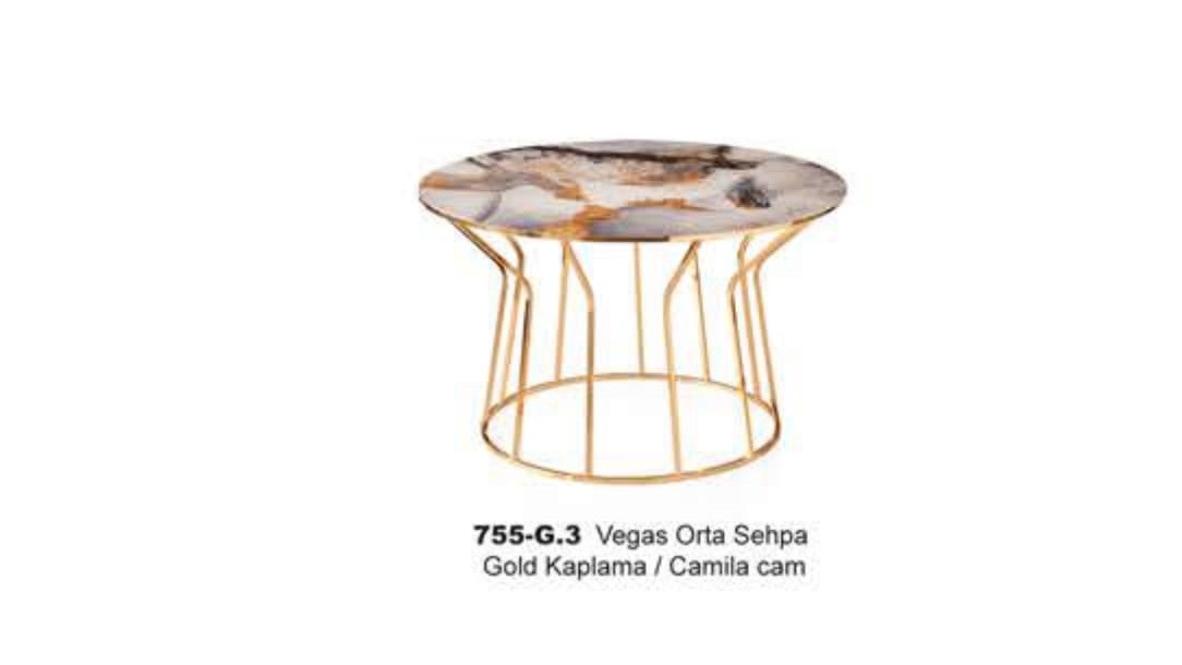 Vegas Coffee Table Gold Plated Camila Glass