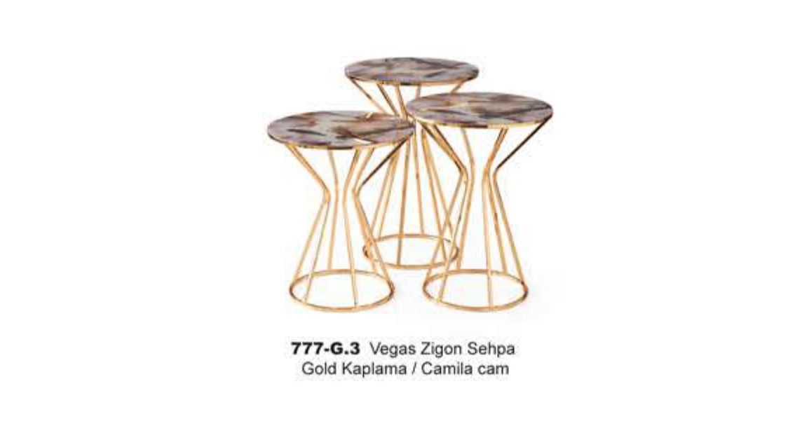 Vegas Nesting Table Gold Plated Camila Glass