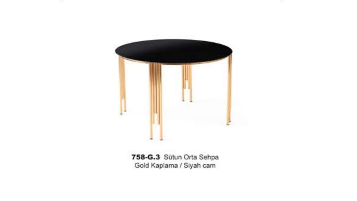 Sutun Center Table Gold Plated Black Glass