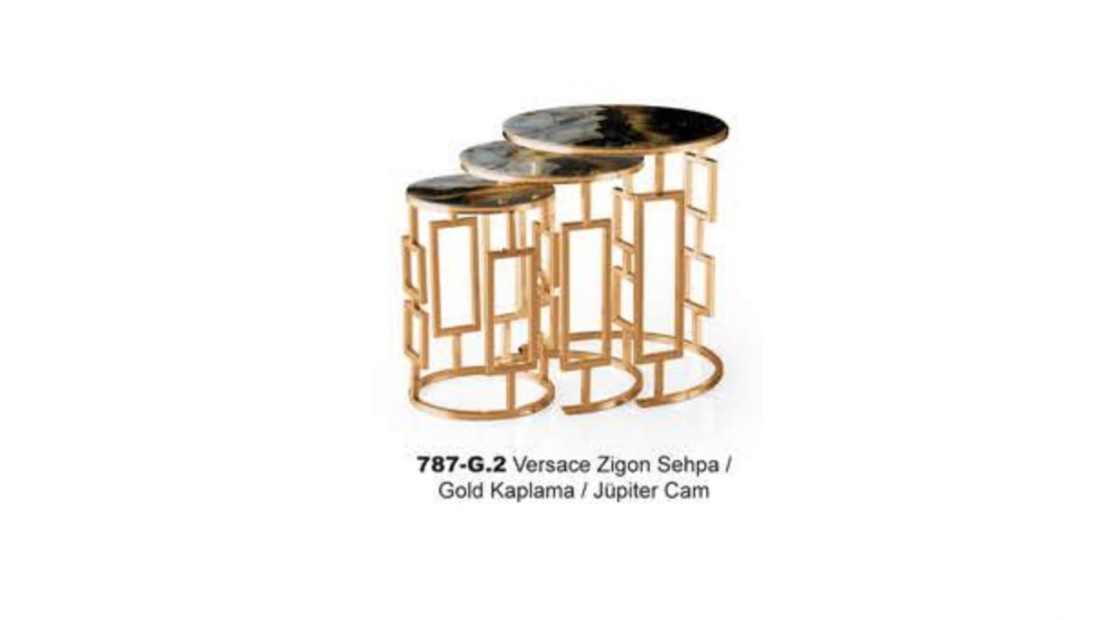 Versace Nesting Table Gold Plated Jupiter Glass