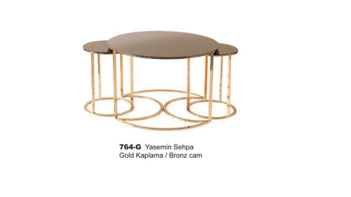 Yasemin Center Table Gold Plated Bronze Glass