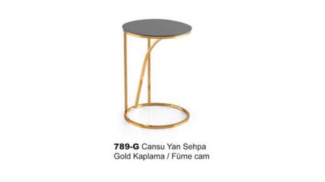 Cansu Corner Coffee Table Gold Plated Smoked Glass