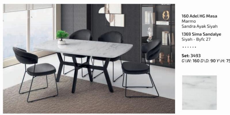 160 cm high gloss salon masa takımı marmo beyaz mermer desen